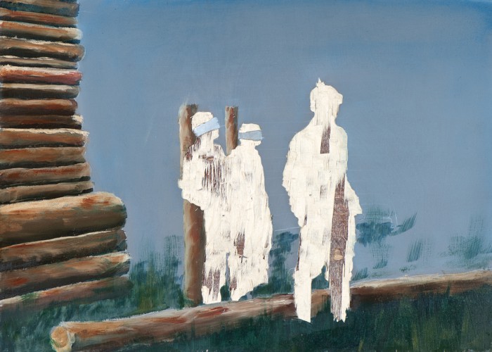 Meines Bruders Hüter I, Öl und Flachstich auf Schichtholzplatte, 30 x 42 cm, 2013